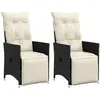 Image de Chaises Inclinables De Jardin Lot De 2 Et Coussins Noir Rotin Vidaxl