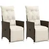 Image de Chaises Inclinables De Jardin Lot De 2 Et Coussins Marron Rotin Vidaxl