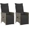Image de Chaises Inclinables De Jardin Lot De 2 Et Coussins Gris Rotin Vidaxl