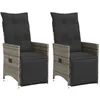 Image de vidaXL Chaises inclinables de jardin lot de 2 et coussins gris rotin fauteuil de jardin inclinable fauteuil inclinable de 365668