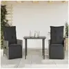 Image de Vidaxl chaises inclinables de jardin lot de 2 et coussins gris rotin