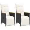 Image de Chaises Inclinables De Jardin Lot De 2 Et Coussins Noir Rotin Vidaxl