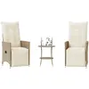Image de Ensemble De Bistro 3 Pcs Avec Coussins Beige Résine Tressée Vidaxl