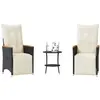 Image de Ensemble De Bistro 3 Pcs Avec Coussins Noir Résine Tressée Vidaxl