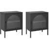 Image de Tables De Chevet 2 Pcs Noir 50x35x60 Cm Verre Et Acier Vidaxl