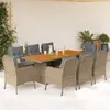 Image de vidaXL Ensemble à Manger de Jardin avec Coussins 9 pcs Table et Chaises de Patio Meubles dExtérieur Terrasse Moderne 3211903