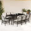 Image de vidaXL Ensemble à Manger de Jardin avec Coussins 9 pcs Table et Chaises de Patio Meubles dExtérieur Terrasse Moderne 3212023