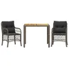 Image de Ensemble De Bistro 3 Pcs Avec Coussins Gris Résine Tressée Vidaxl