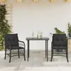 Image de Ensemble De Bistro 3 Pcs Avec Coussins Noir Résine Tressée Vidaxl