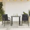 Image de Ensemble De Bistro 3 Pcs Avec Coussins Gris Résine Tressée Vidaxl