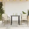 Image de Ensemble De Bistro 3 Pcs Avec Coussins Beige Résine Tressée Vidaxl