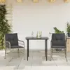 Image de Ensemble De Bistro 3 Pcs Et Coussins Gris Clair Résine Tressée Vidaxl
