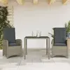 Image de Ensemble À Manger De Jardin 3 Pcs Coussins Gris Résine Tressée Vidaxl