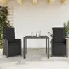 Image de Ensemble De Bistro 3 Pcs Avec Coussins Noir Résine Tressée Vidaxl