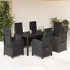 Image de vidaXL Ensemble à Manger de Jardin avec Coussins 7 pcs Table et Chaises avec Dossier et Repose-pied Réglables 3212460