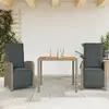 Image de Ensemble De Bistro 3 Pcs Avec Coussins Gris Résine Tressée Vidaxl