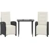 Image de Ensemble De Bistro 3 Pcs Avec Coussins Noir Résine Tressée Vidaxl