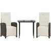 Image de Ensemble De Bistro 3 Pcs Avec Coussins Marron Résine Tressée Vidaxl