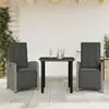 Image de Ensemble De Bistro 3 Pcs Avec Coussins Gris Résine Tressée Vidaxl