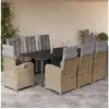 Image de Vidaxl ensemble à manger de jardin et coussins 9 pcs beige poly rotin