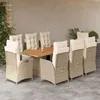 Image de vidaXL Ensemble à Manger de Jardin avec Coussins 9 pcs Table et Chaises avec Dossier Réglable Meubles dExtérieur 3213373