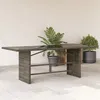Image de Table De Jardin Avec Dessus En Verre Gris Résine Tressée Vidaxl