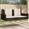 Image de Balancelle Avec Coussins Marron 119x56x48 Cm Résine Tressée Vidaxl