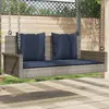 Image de Banc À Bascule Avec Coussins Gris 119 X 56 X 48 Cm Résine Tressée Vidaxl