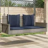 Image de Banc à bascule avec coussins Gris 119 x 56 x 48 cm Résine tressée