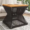 Image de Table Basse Avec Base En Fil De Fer Noir Bois D'acacia Massif Vidaxl