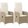 Image de Chaises Inclinables De Jardin Lot De 2 Et Coussins Beige Rotin Vidaxl
