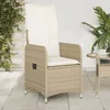 Image de vidaXL Chaises inclinables de jardin lot de 2 et coussins beige rotin fauteuil de jardin inclinable fauteuil inclinable de 365688