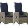 Image de Vidaxl lot de 2 chaises de jardin inclinables avec coussins en résine tressée grise