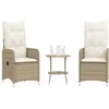 Image de vidaXL Chaises inclinables de jardin lot de 2 avec table beige rotin chaise de jardin fauteuil chaise inclinable siège 365693