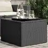 Image de Table De Jardin Avec Plateau En Verre Noir 55 X 55 X 37 Cm En Résine Tressée Vidaxl
