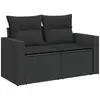 Image de Vidaxl canapé de jardin avec coussins 2 places en polyrotin noir