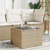 Image de Table De Jardin Dessus En Verre Beige 55x55x37cm Résine Tressée Vidaxl