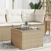 Image de vidaXL Table de Jardin dessus en Verre Table Basse Meuble de Pique-Nique Terrasse Patio Balcon Cour Extérieur Beige 366058