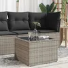 Image de Table De Jardin Dessus En Verre Gris 55x55x37 Cm Résine Tressée Vidaxl