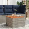 Image de Table De Jardin Gris 55x55x37 Cm Résine Tressée Et Bois Acacia Vidaxl