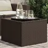 Image de Table De Jardin Dessus En Verre Brun 55x55x37 Cm Résine Tressée Vidaxl