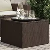 Image de vidaXL Table de Jardin Dessus en Verre Table à Manger Table de Repas Meuble de Patio Cour Terrasse Extérieur Brun Résine 366207