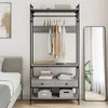 Image de vidaXL Armoire à Tiroirs Garde-robe avec Pieds Porte-manteaux avec Rangement Penderie de Chambre Industriel Sonoma Gris 838956