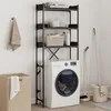 Image de Étagère de lave linge noir 67x25x163 cm bois d ingénierie