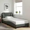 Image de Cadre De Lit Sans Matelas Hvar Gris Foncé 90x190 Cm Tissu Vidaxl