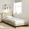Image de Cadre De Lit Sans Matelas Hvar Crème 90x200 Cm Tissu Vidaxl