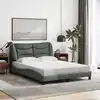 Image de Cadre De Lit Sans Matelas Hvar Gris Foncé 120x200 Cm Tissu Vidaxl
