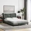 Image de Cadre De Lit Sans Matelas Hvar Gris Foncé 140x200 Cm Tissu Vidaxl
