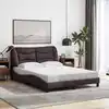 Image de Cadre De Lit Sans Matelas Hvar Marron Foncé 140x200 Cm Tissu Vidaxl