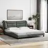 Image de Cadre De Lit Sans Matelas Hvar Gris Foncé 180x200 Cm Tissu Vidaxl